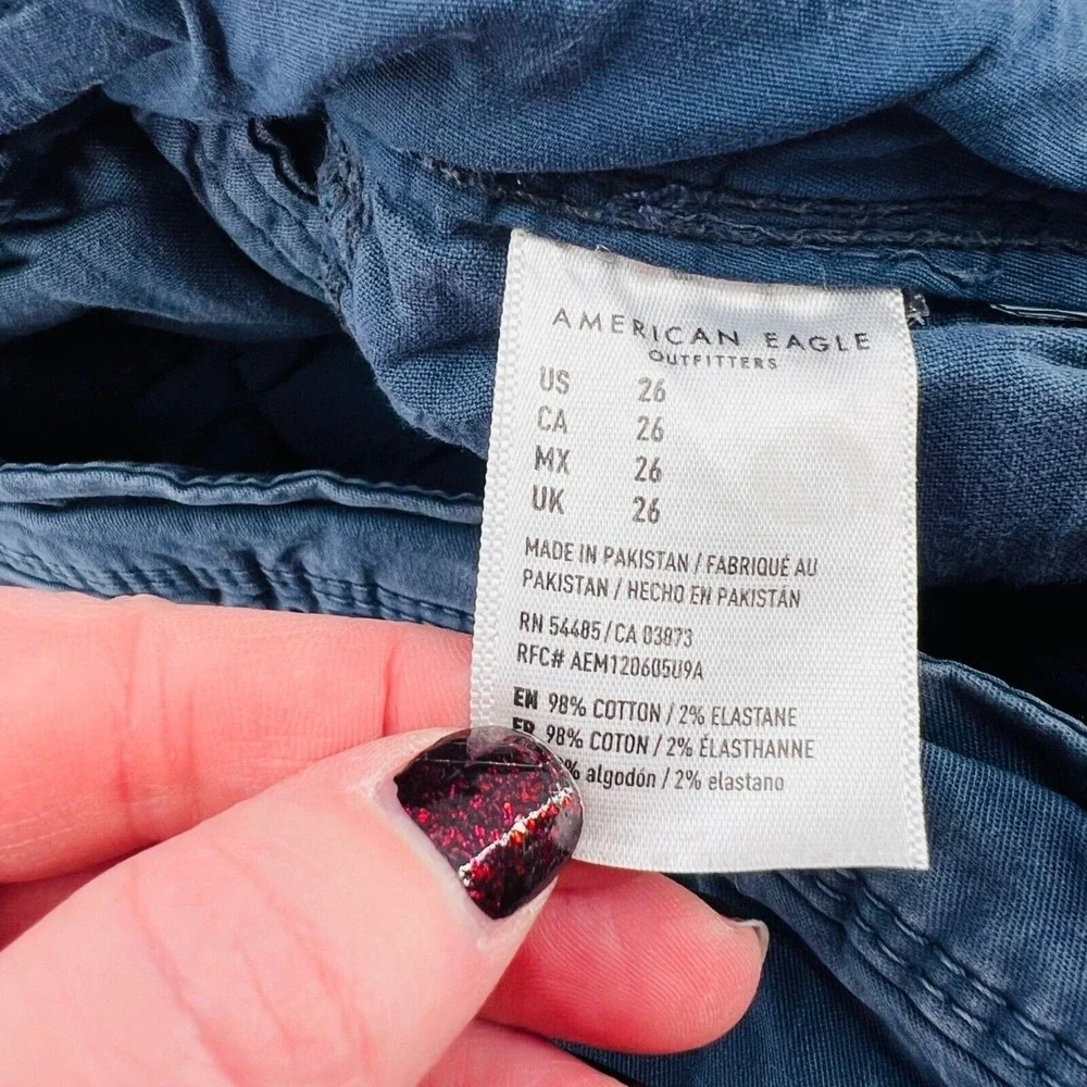 American Eagle Classic Next Level Flex Blue Cargo Chino Shorts Mens 26 Casual
